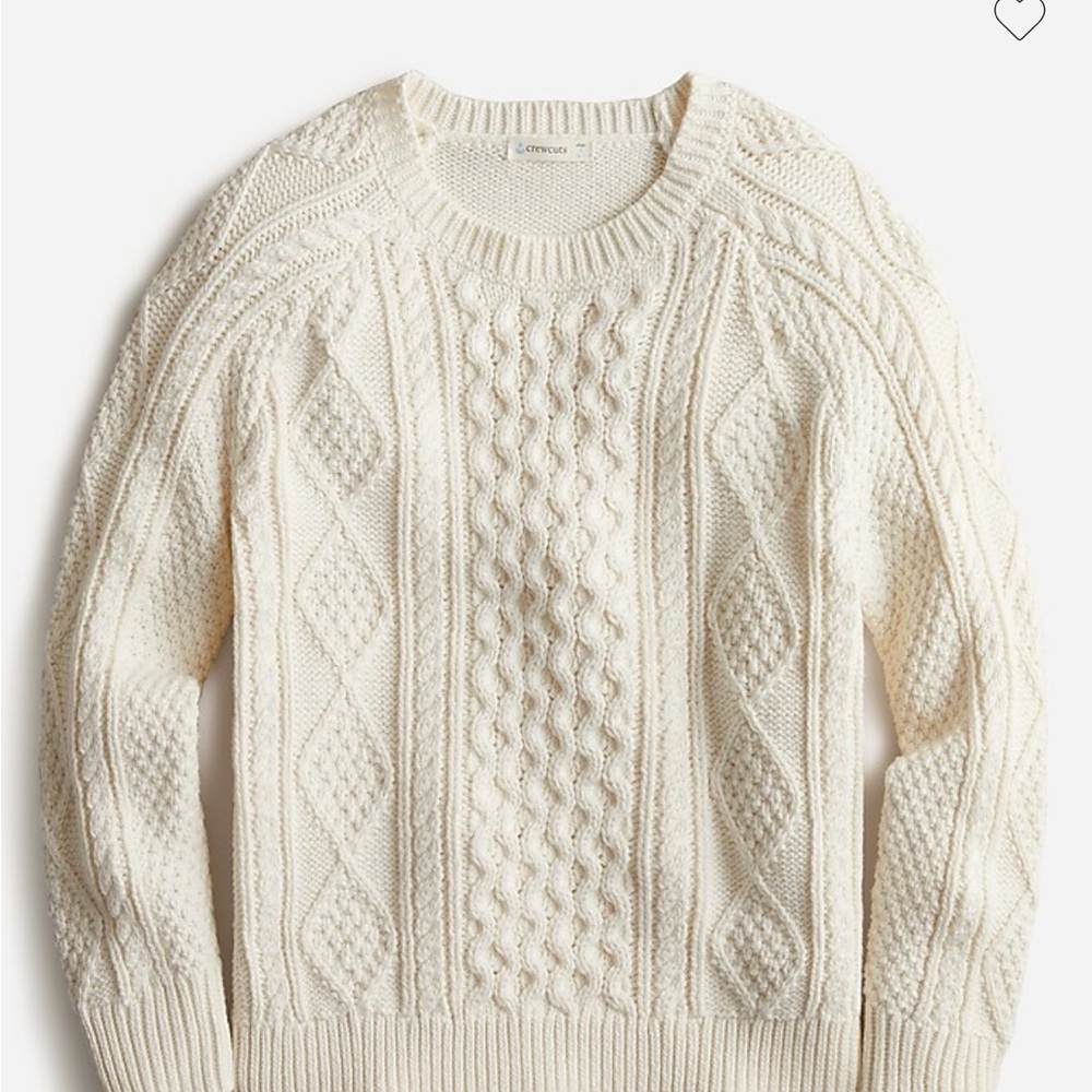 Crewcuts Cream Cable Knit Crewneck Sweater